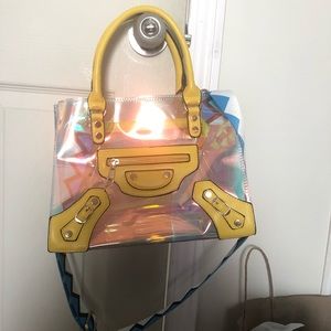 Brand inspired handmade crossbody holographic bag